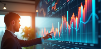 Professionnel d'affaires analysant graphiques de croissance et KPI