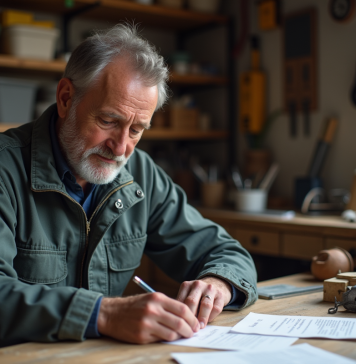 Auto-entrepreneur artisan : statut, différences et obligations en France Artisan français concentré à organiser ses papiers dans son atelier