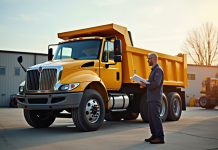Camion benne d'occasion inspecte par un entrepreneur