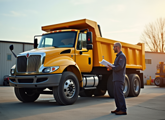 Camion benne d'occasion inspecte par un entrepreneur