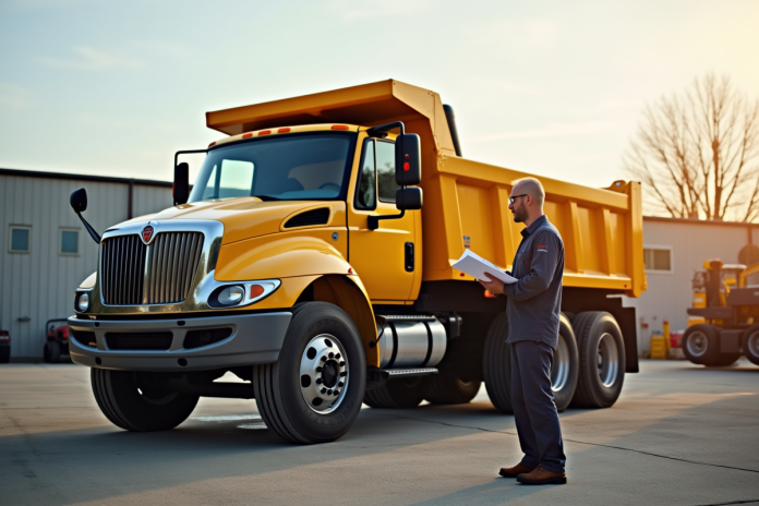 Camion benne d'occasion inspecte par un entrepreneur
