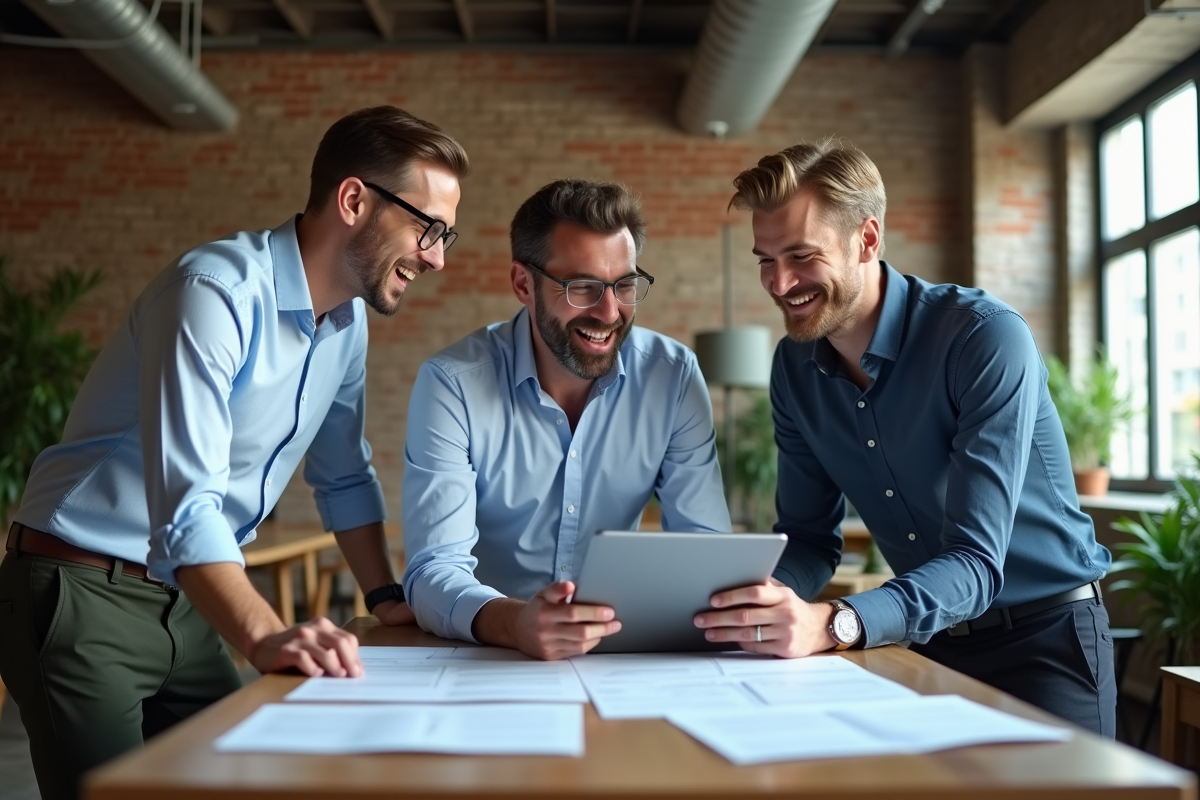 Trois entrepreneurs discutant autour d