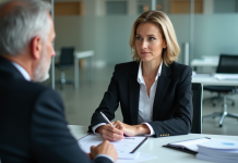 Loi sur la rupture conventionnelle : ce qu’il faut savoir en 2025 Femme d'affaires en réunion avec un collègue au bureau