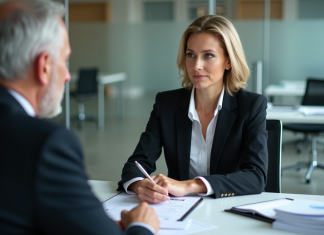 Loi sur la rupture conventionnelle : ce qu’il faut savoir en 2025 Femme d'affaires en réunion avec un collègue au bureau