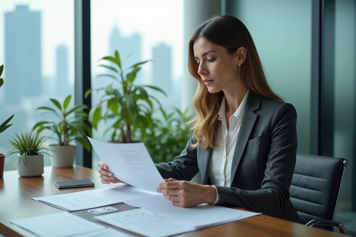 Femme d affaires en réunion dans un bureau moderne