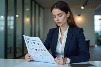 Jeune femme en blazer bleu lors d'une réunion au bureau