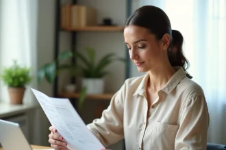 Freelance administrative travaillant à distance depuis son bureau à domicile bien organisé
