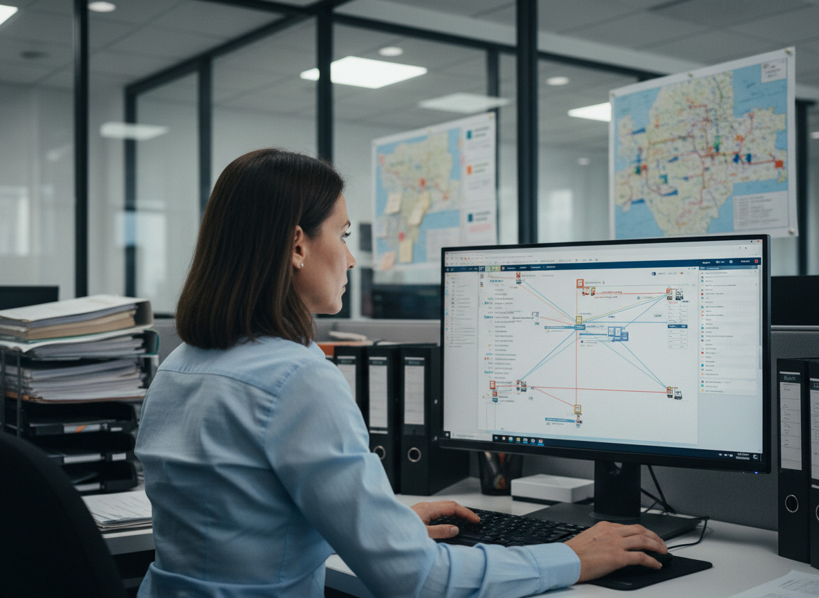 Gestionnaire de logistique surveillant des données sur un ordinateur