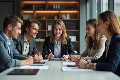 Groupe de jeunes professionnels en réunion de brainstorming