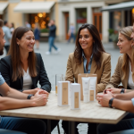 Marque la plus célèbre au monde : découvrez le choix des consommateurs ! Groupe de personnes discutant autour d un café avec produits de marque