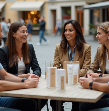Marque la plus célèbre au monde : découvrez le choix des consommateurs ! Groupe de personnes discutant autour d un café avec produits de marque