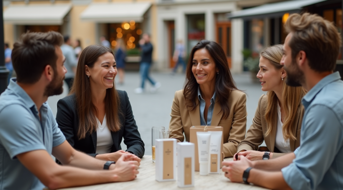 Marque la plus célèbre au monde : découvrez le choix des consommateurs ! Groupe de personnes discutant autour d un café avec produits de marque