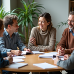 Sensibilisation : méthodes efficaces pour informer et mobiliser Groupe de personnes en discussion dans un centre communautaire