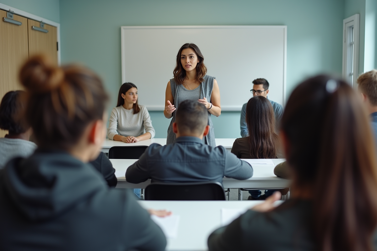 Étudiants observant une démonstration d