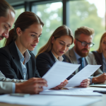 Repenser les parcours professionnels grâce à la reconnaissance des acquis Groupe de professionnels divers collaborant dans un bureau lumineux
