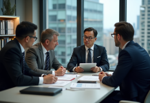 Audit entreprise : 10 questions incontournables à poser lors d’un audit interne Groupe de professionnels en réunion dans un bureau moderne