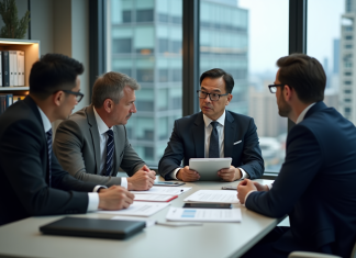 Audit entreprise : 10 questions incontournables à poser lors d’un audit interne Groupe de professionnels en réunion dans un bureau moderne