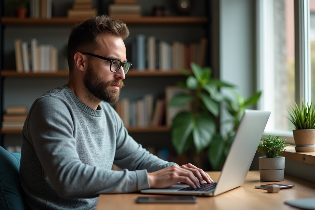 Homme concentr&eacute; analysant un tableau d investissement