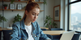 Boostez votre visibilité sur les réseaux sociaux : astuces efficaces et stratégies gagnantes Jeune femme en denim travaillant sur son ordinateur en bureau moderne