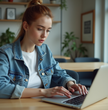 Boostez votre visibilité sur les réseaux sociaux : astuces efficaces et stratégies gagnantes Jeune femme en denim travaillant sur son ordinateur en bureau moderne