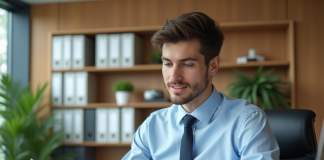 Pourquoi choisir la carrière d’assistant section officer ? Jeune homme professionnel au bureau examinant des documents