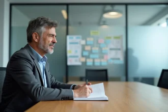 Manager d'entreprise face à un organigramme complexe illustrant le plafond de compétence selon la loi de Peters