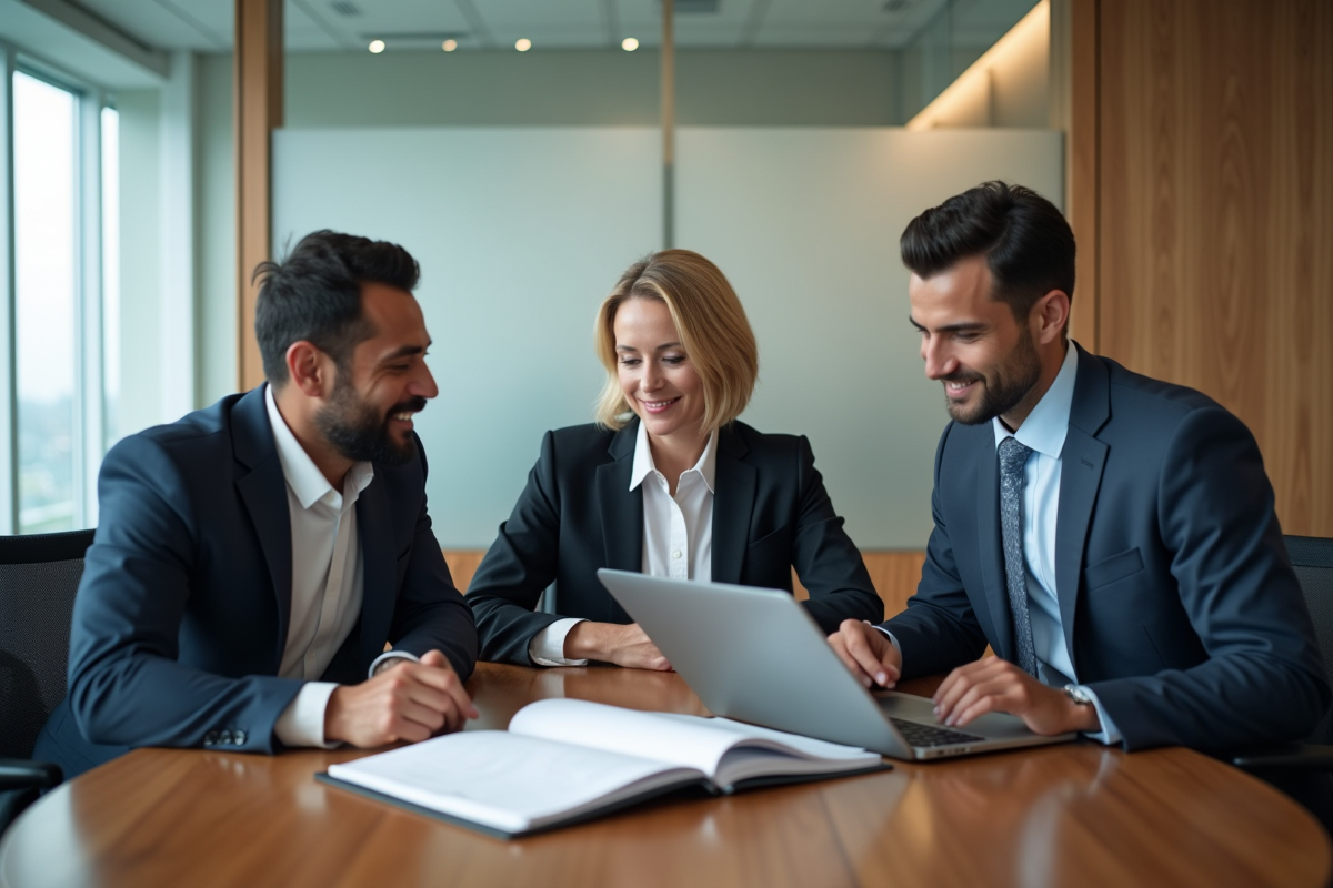 Professionnels du droit en discussion en réunion