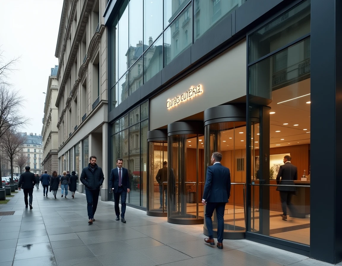 Siège social d'une entreprise de services numériques française dans le quartier d'affaires parisien