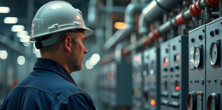 Économie : Quel secteur consomme le plus d’énergie ? Analyse complète Technicien en uniforme surveillant une centrale électrique moderne